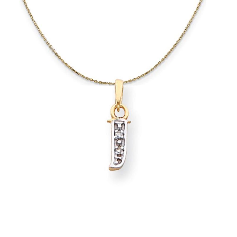 14k Yellow Gold Chloe Mini Diamond Accent initial J Necklace - 22 Inch